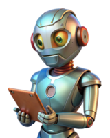 Robot working on a tablet with futuristic precision png