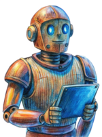 Robot efficiently working with a tablet screen png