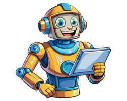 Robot working efficiently with a tablet png