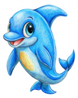 Excited blue dolphin diving and playing in the sea png