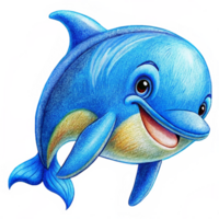 Fun-loving blue dolphin in a tropical ocean setting png