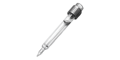 Glass dropper with black cap isolated on transparent background png