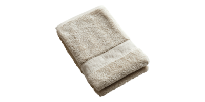 Beige bath towel folded neatly isolated on transparent background png
