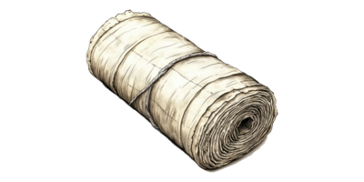 Rolled beige fabric roll isolated on transparent background png