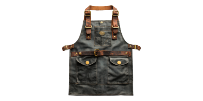 Leather and canvas apron with pockets isolated on transparent background png