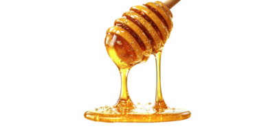 Honey dipper with golden honey dripping isolated on transparent background png
