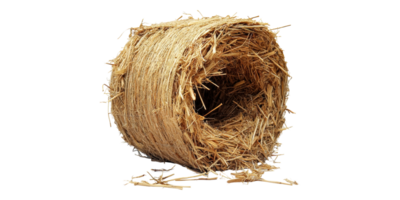 Straw bale cylinder shape isolated on transparent background png