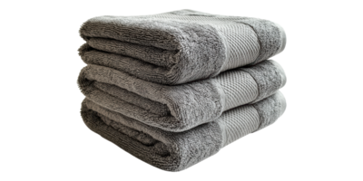 Stack of gray towels isolated on transparent background png
