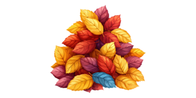 Colorful autumn leaves arrangement isolated on transparent background png