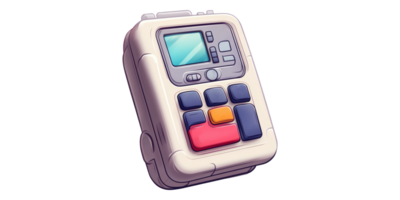 Digital device with buttons isolated on transparent background png