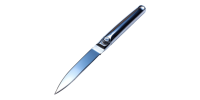Folding pocket knife with metallic handle isolated on transparent background png