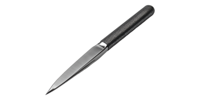 Sharp silver knife with textured handle isolated on transparent background png