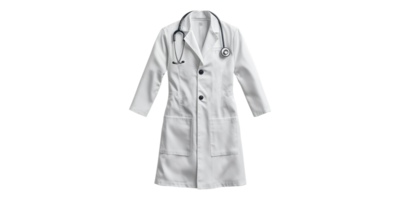 White doctor coat with stethoscope isolated on transparent background png