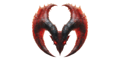 Demonic horns with red and black texture isolated on transparent background png