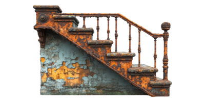 Old rusty staircase fragment isolated on transparent background png