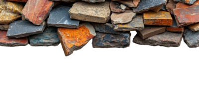Assorted natural rocks in various colors isolated on transparent background png