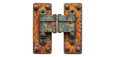 Rusty metal hinges isolated on transparent background png