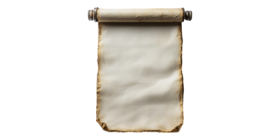 Ancient scroll with rolled ends and aged paper isolated on transparent background png