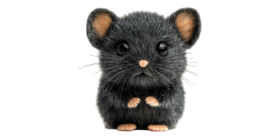 Adorable fuzzy mouse with big eyes isolated on transparent background png