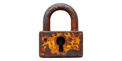 Rusty padlock isolated on transparent background png