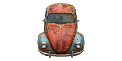 Vintage rusty car top view isolated on transparent background png