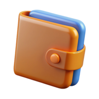 3D Render of an Orange and Blue Wallet Icon png