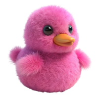 Adorable Pink Fuzzy Duckling 3D Render png