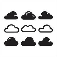 Clouds icon set illustration Internet Weather Cloud Icon Featuring Black Silhouette for Data Cloud Illustration vector