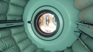 Interior view of a space station module showcasing advanced technology in orbit video