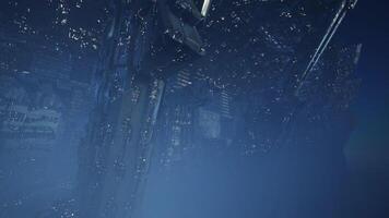 Sky city with advanced tech and glowing structures video