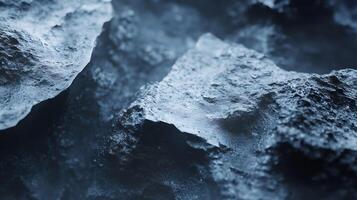 Moody Abstract Texture of Rough Rocky Surface in Cool Blue Tones for Design and Backgrounds photo