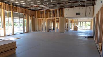 Bright Modern Construction Site with Large Windows and Spacious Layout photo