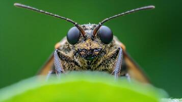 Extreme close-up of an insect face showing detailed textures and vibrant colors in wildlife photography photo