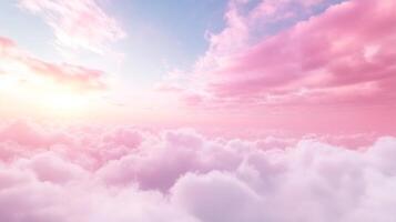 A mesmerizing pink clouds sunset view with soft pastel shades blending seamlessly in a tranquil evening sky photo