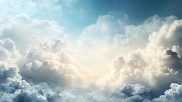 Serene Expansive Bright Cloudy Sky Horizon Mystical Atmosphere with Ethereal Light photo