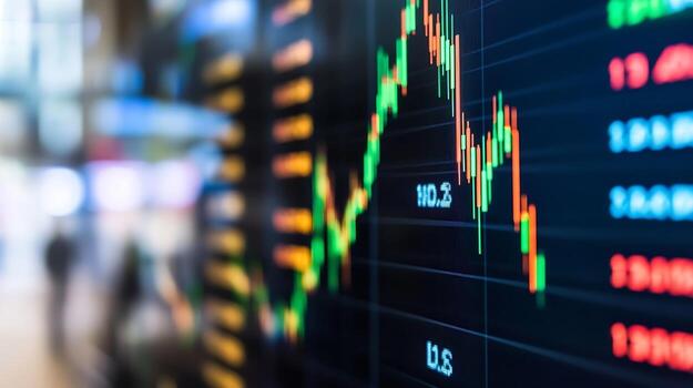 Digital Stock Market Data with Dynamic Graphical Visual Representation photo