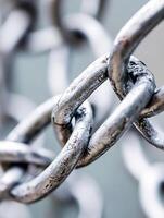 Macro Shot of Steel Chain Links Symbolizing Strength and Unity photo
