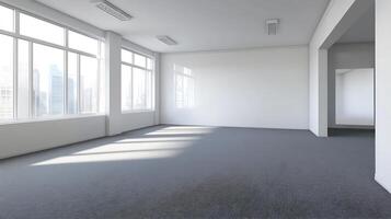 Spacious Empty Office Space with Large Windows and Abundant Natural Lighting photo