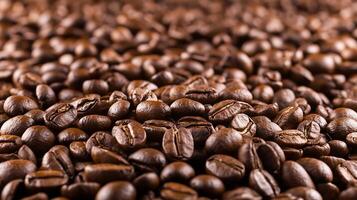 Extreme Closeup of Roasted Coffee Beans Showing Rich Texture and Flavor Ideal for Cafes photo