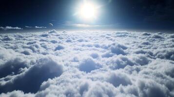 Nocturnal Cloudscape Under Moonlight with a Glimpse of Celestial Bodies in the Starry Sky photo