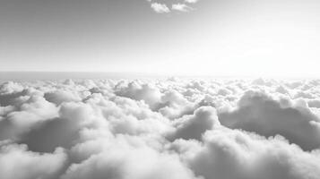 Timeless Elegance of Monochrome Cloudscape with Expansive Fluffy Clouds Under Clear Sky for Artistic Expression photo