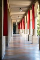 Elegant Architectural Corridor with Classical Columns and Arches photo