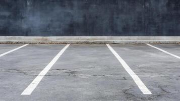 Desolate Urban Parking Lot with Weathered Asphalt and Empty Spaces for Gritty Cityscapes photo