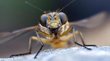 Close-up of Intriguing Bug with Complex Features on Rough Surface photo