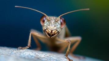 Close-Up of a Grasshopper with Engaging Texture and Background Blur photo