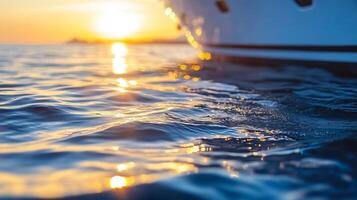 Sunset Reflection on Ocean Waves Creating a Calming Maritime Scene photo