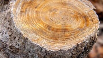 Close-Up of Tree Rings on a Rustic Tree Stump for Nature and Time Concept Illustrations photo