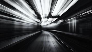 High-Speed Motion Blur Captures a Subway Train in an Urban Tunnel photo