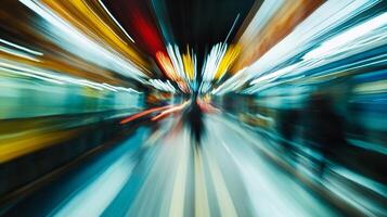 Dynamic Blur of Night Cityscape Full of Lights Motion and Energy Creating a Futuristic Vibe photo