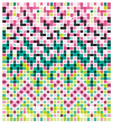 Colorful pixelated abstract pattern with a mosaic appearance.